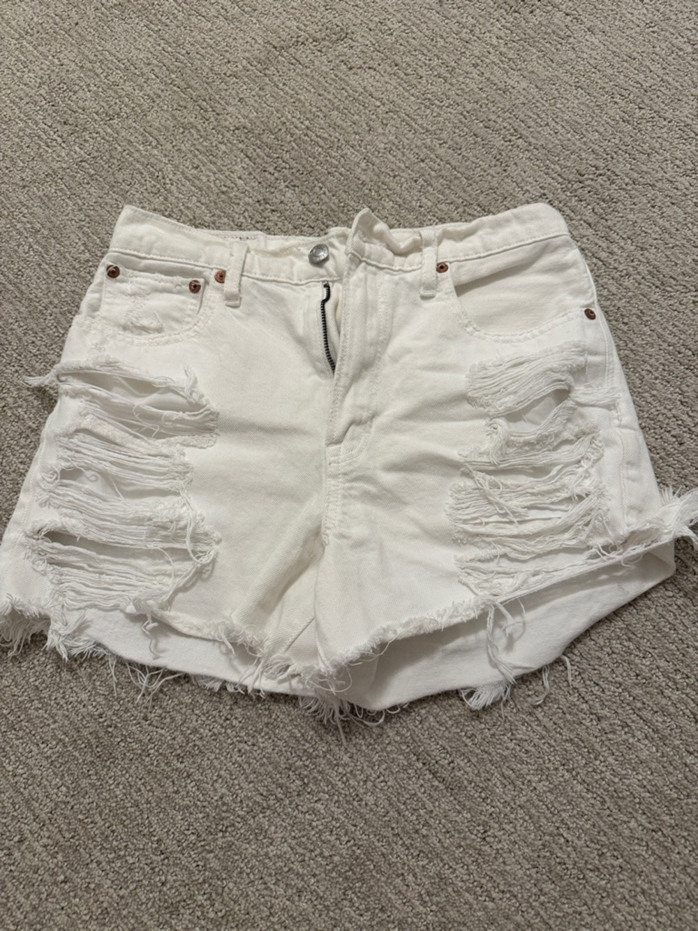 White Distressed Women’s Denim Shorts